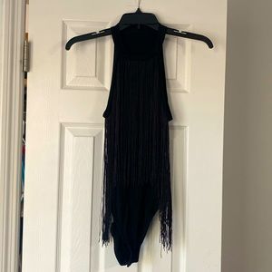 Black Halter Tassel Bodysuit